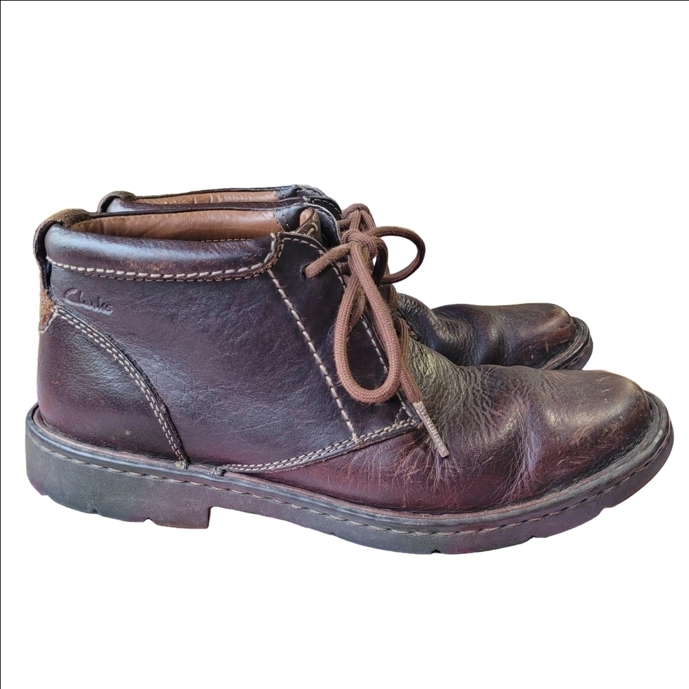 Clarks Stratton Limit Brown Leather Lace Up Chukka Boots